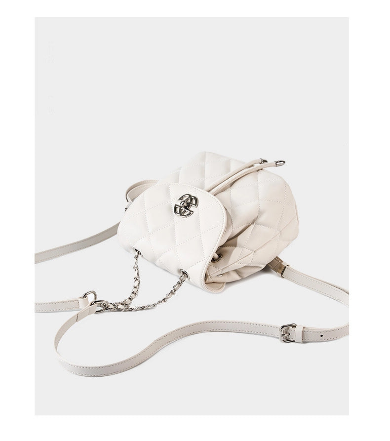 Zaino alla moda in vera pelle, grande capacit¨¤, colore bianco