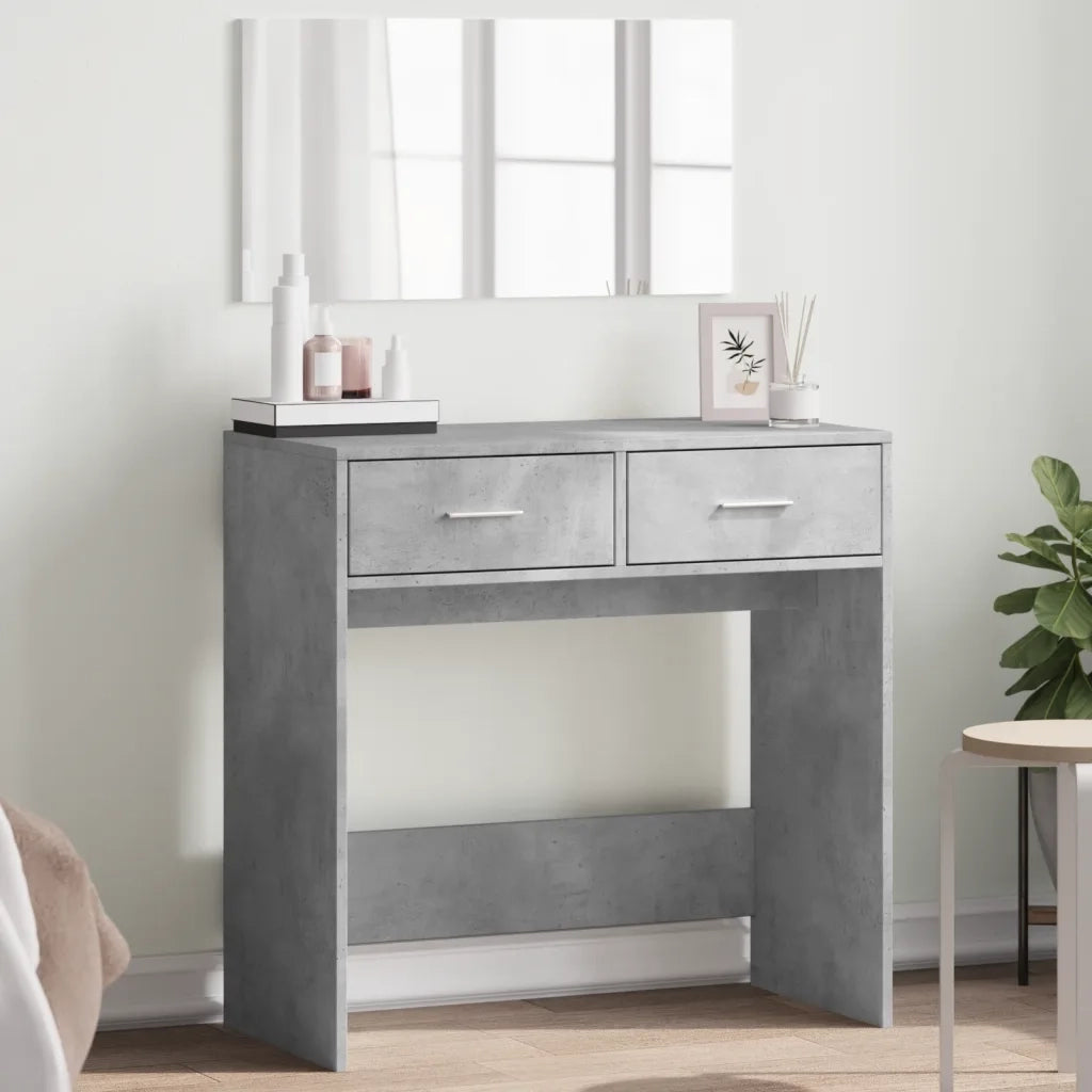 Toeletta con Specchio-Tavolo da Vanit¨¤ Grigio Cemento 80x39x80 cm