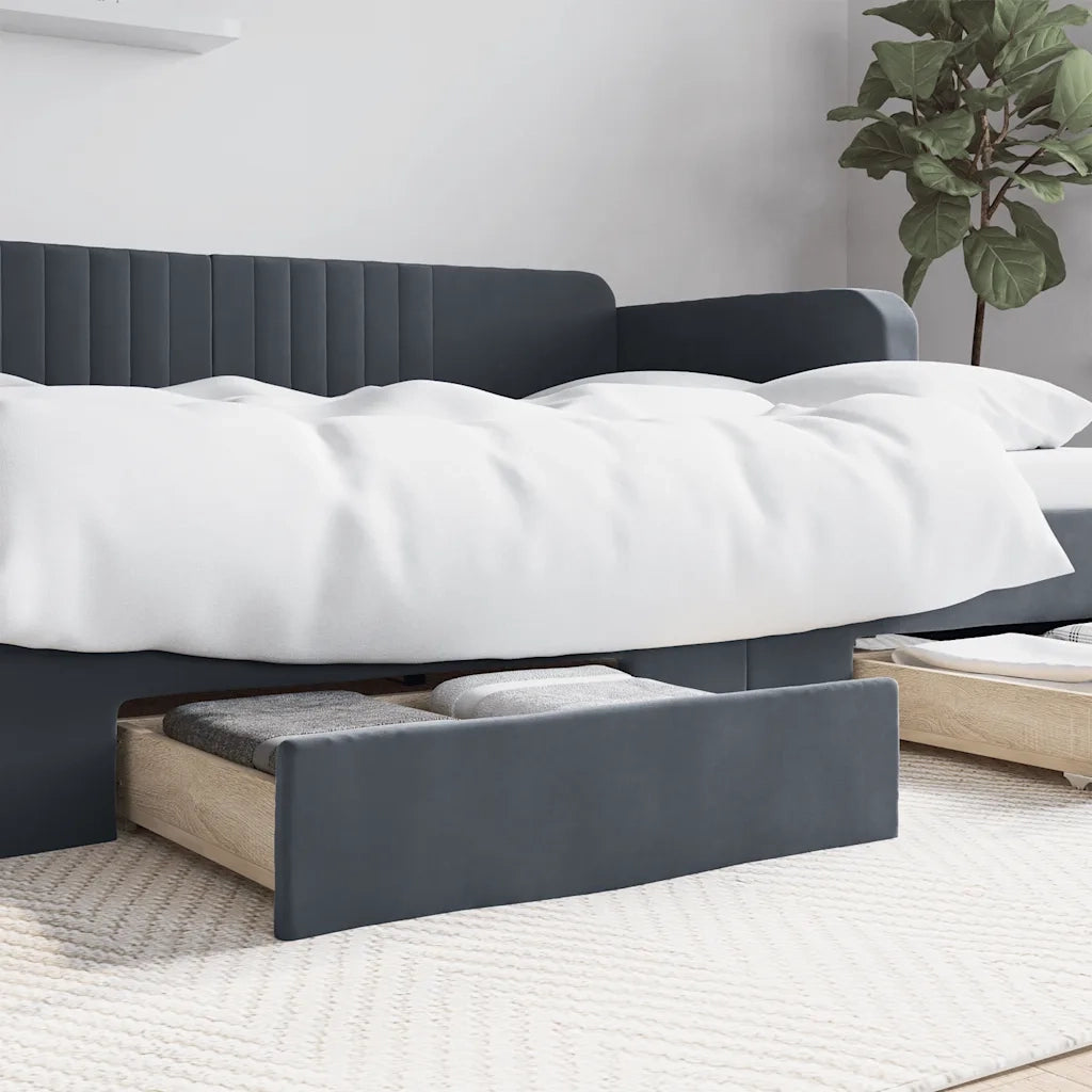 Cassetti da Letto 2 pz Grigio Scuro Legno Multistrato e Velluto CFW2259026