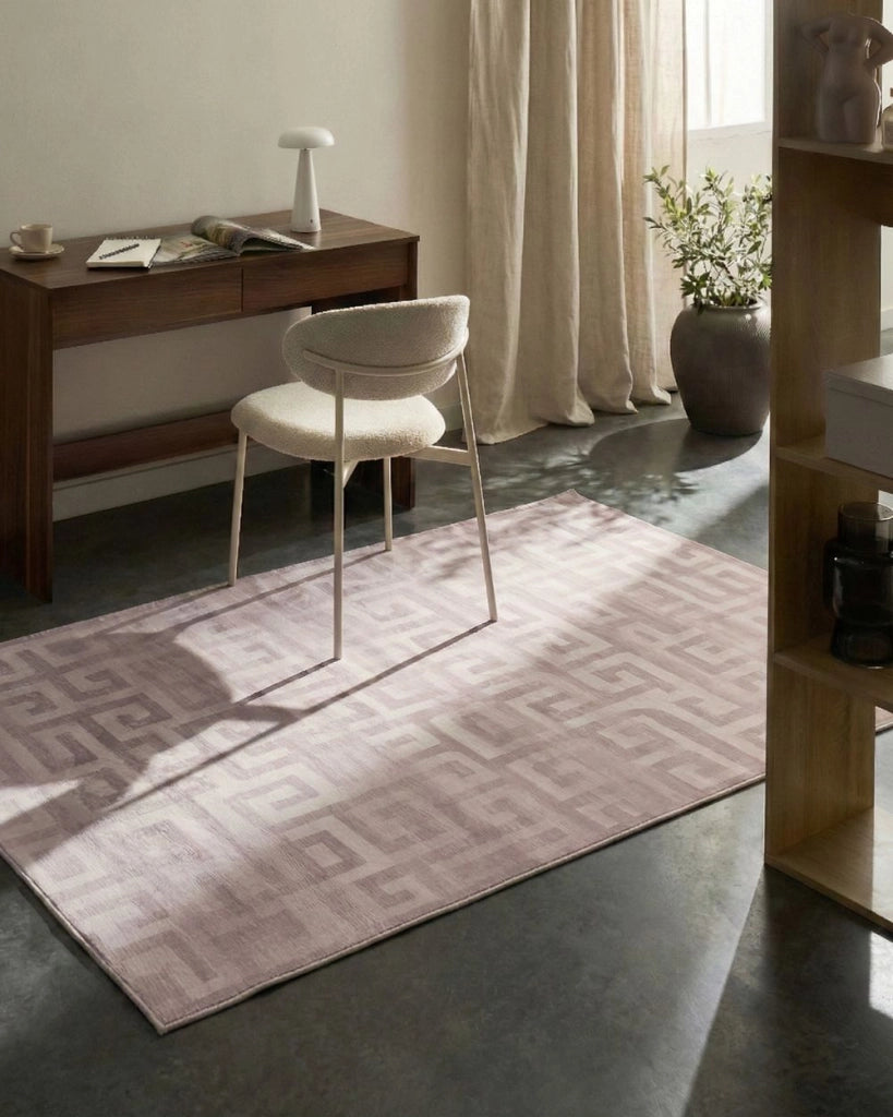 Tappeto Beige Tessuto 140 x 200 cm Motivo geometrico moderno  Soggiorno Camera da letto Per riscaldamento a pavimento Fondo antiscivolo
