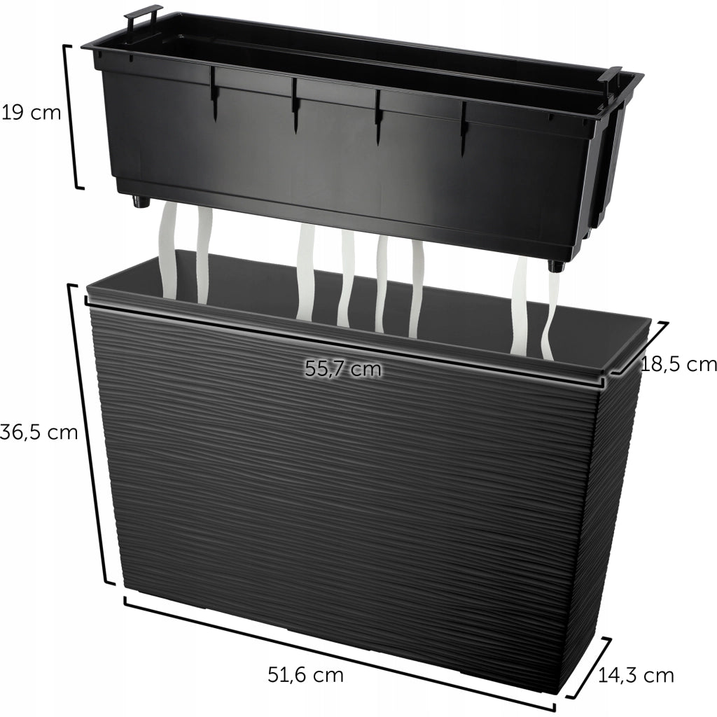 Vaso da fiori KADAX + inserto, supporto per fiori da giardino alto da terrazzo, nero, 19x56 cm