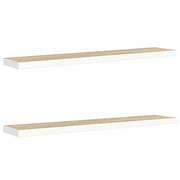 2 pz Scaffali a Parete | Ripiano a parete | Mensole a Parete Rovere e Bianco 120x23,5x3,8 cm in MDF