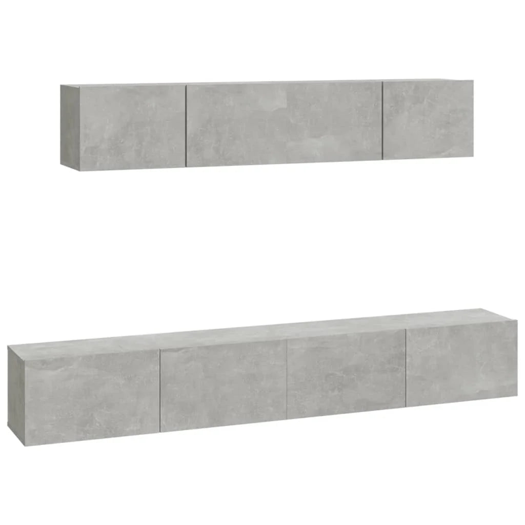 Set di mobili da 4 pezzi tra cui armadio credenza mobile TV televisore per soggiorno camera da letto salotto legno ingegnerizzato grigio 02_0024700