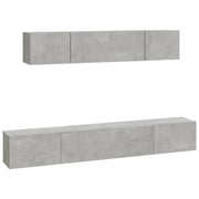 Set di mobili da 4 pezzi tra cui armadio credenza mobile TV televisore per soggiorno camera da letto salotto legno ingegnerizzato grigio 02_0024700