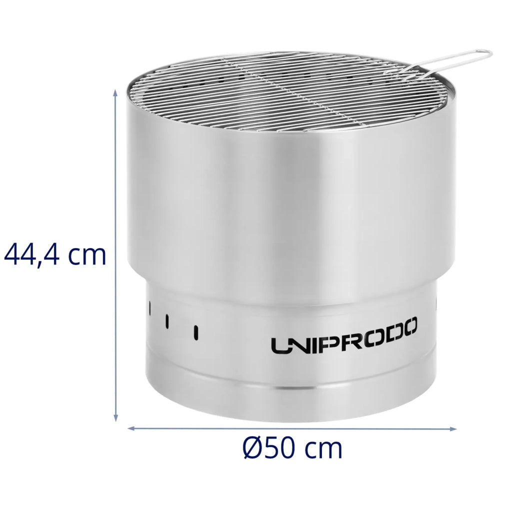 Braciere da esterno in acciaio inox con griglia 50 x 50 x 45 cm acciaio inox PU PVC nero e argento 14_0008435