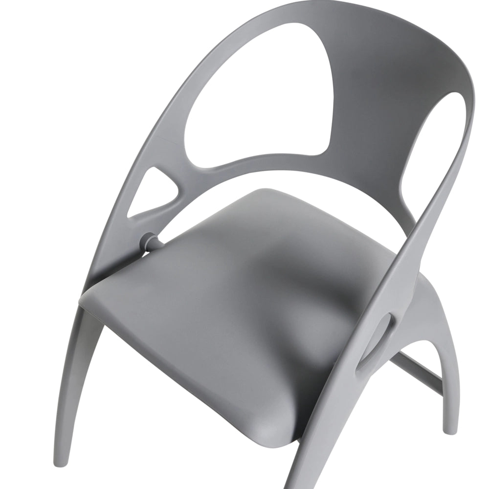 Set di 4 sedie da giardino in polipropilene grigio plastica leggera e resistente agli agenti atmosferici per interni e per esterni.