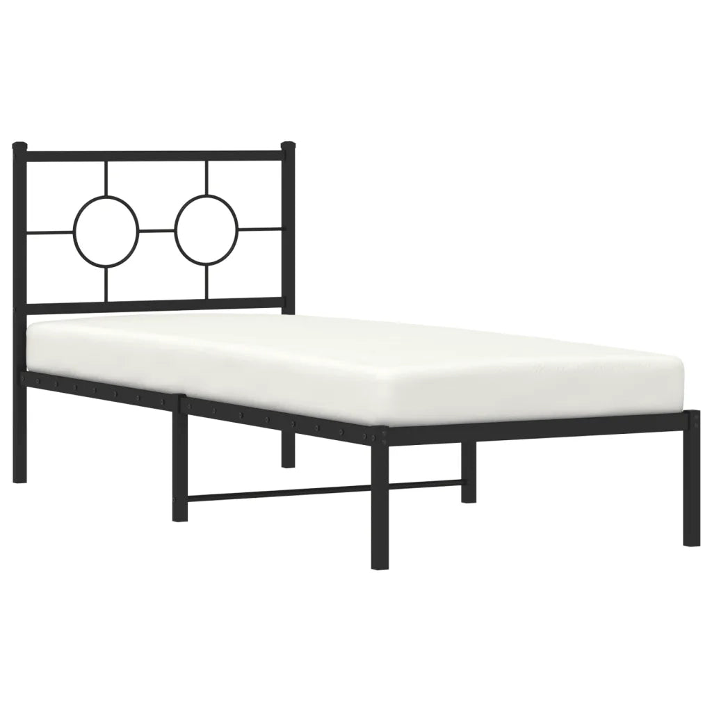 Giroletto con Testiera in Metallo Nero 80x200 cm 376217