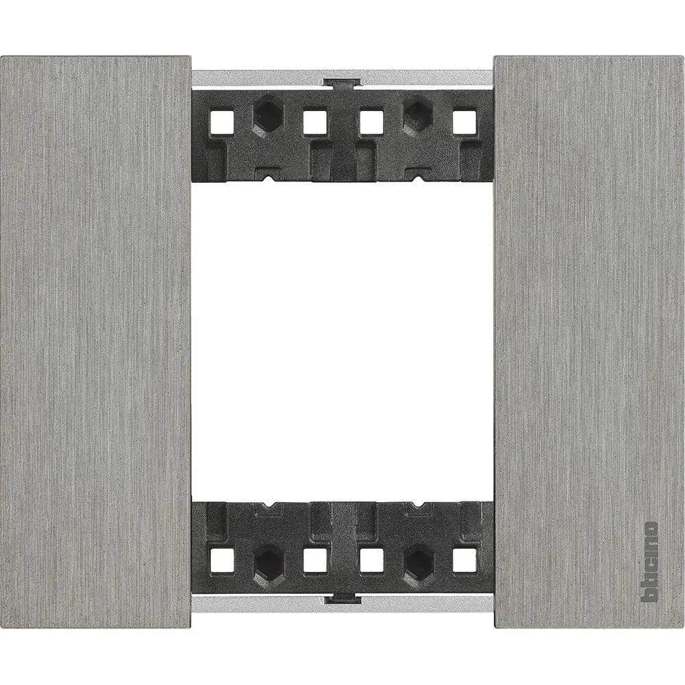 Placca Bticino Living Now 2 moduli colore acciaio KA4802ZG