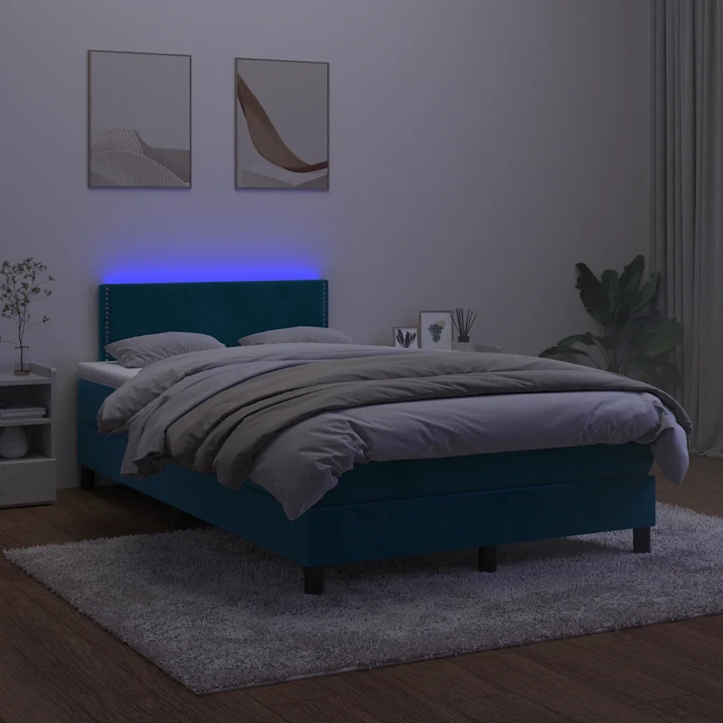 Letto a Molle con Materasso e LED Blu Scuro 120x200cm 3134337