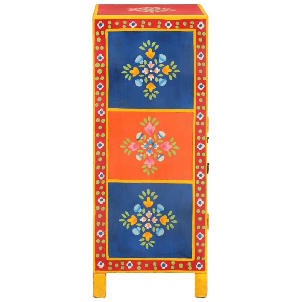 Credenza Dipinta a Mano-Buffet-Armadio da cucina 54x30x74 cm Legno Massello di Mango