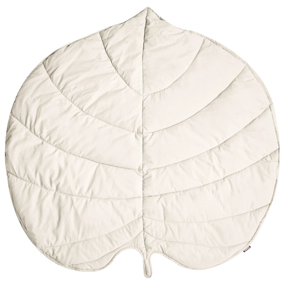 Tappeto per bambini in cotone bianco sporco a forma di foglia trapuntato 110 x 110 cm accessorio per la cameretta dei bambini