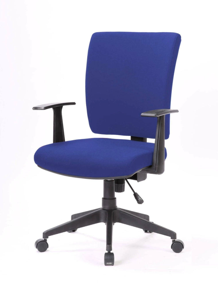 Sedia da ufficio Eulalia, Poltrona direzionale con braccioli, Seduta ergonomica da ufficio, 61x65h98/108 cm, Blu