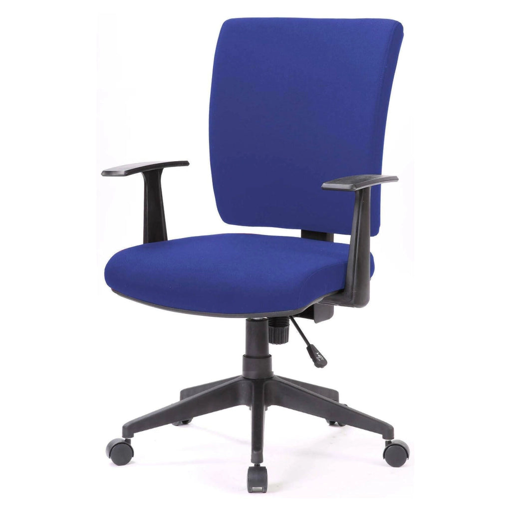 Sedia da ufficio Eulalia, Poltrona direzionale con braccioli, Seduta ergonomica da ufficio, 61x65h98/108 cm, Blu