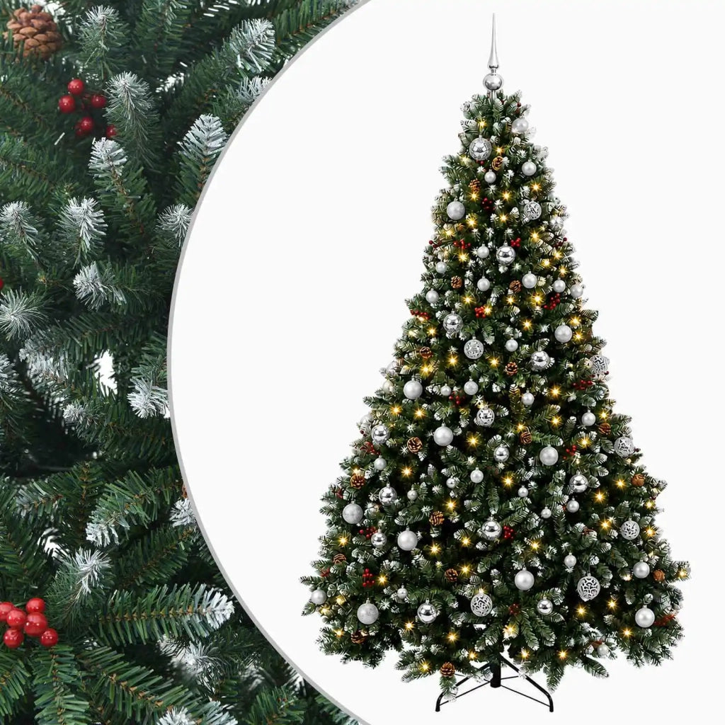 Albero di Natale artificiale verde con palline 210 cm 300 LED 3467022