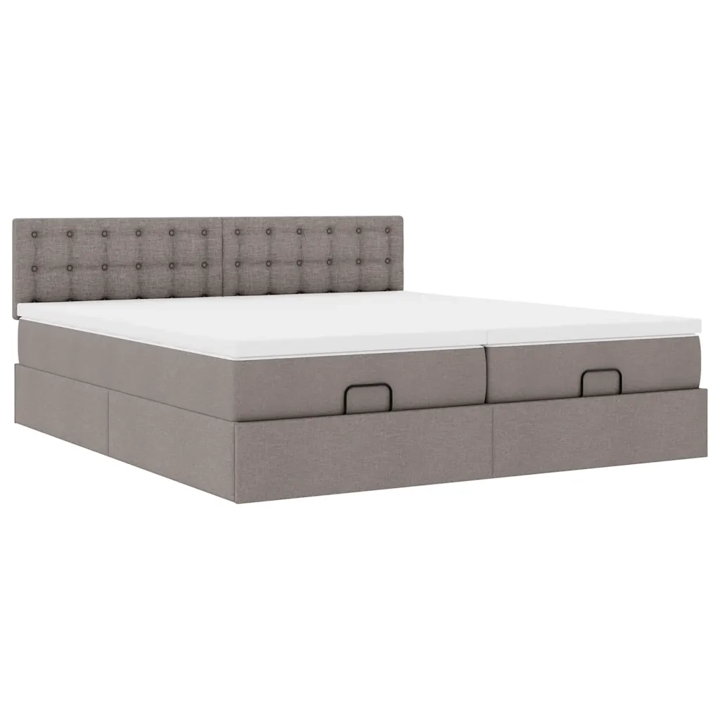 Struttura Letto Pouf con Materassi Tortora 160x200cm in Tessuto
