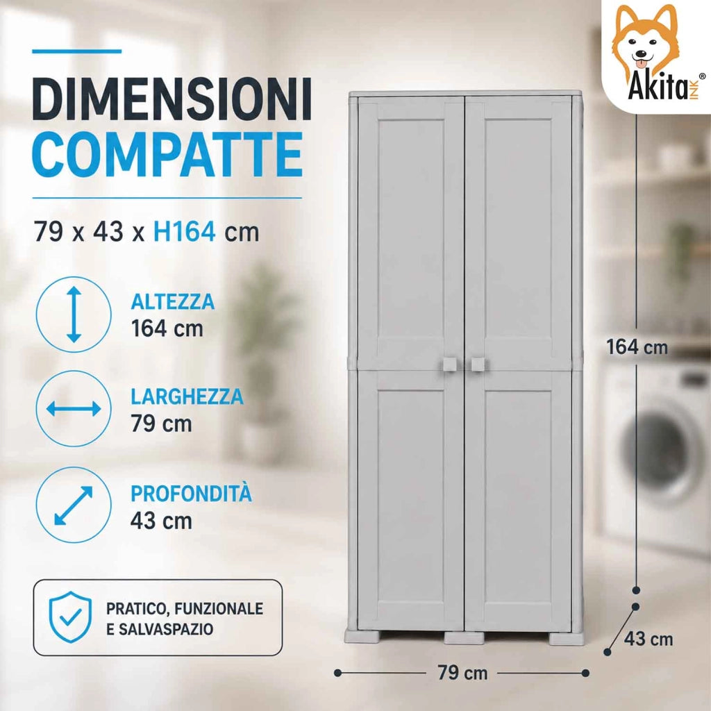 Akitaink Armadio Portascope Simplex con 1 Ripiano Grigio