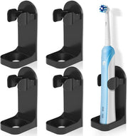 4 pacchetto di supporti per spazzola da denti adesivi elettrici, supporti per spazzola da denti adesivi elettrici forti, supporto per spazzola da denti regolabile per la conservazione nella zona bagno (universale), nero