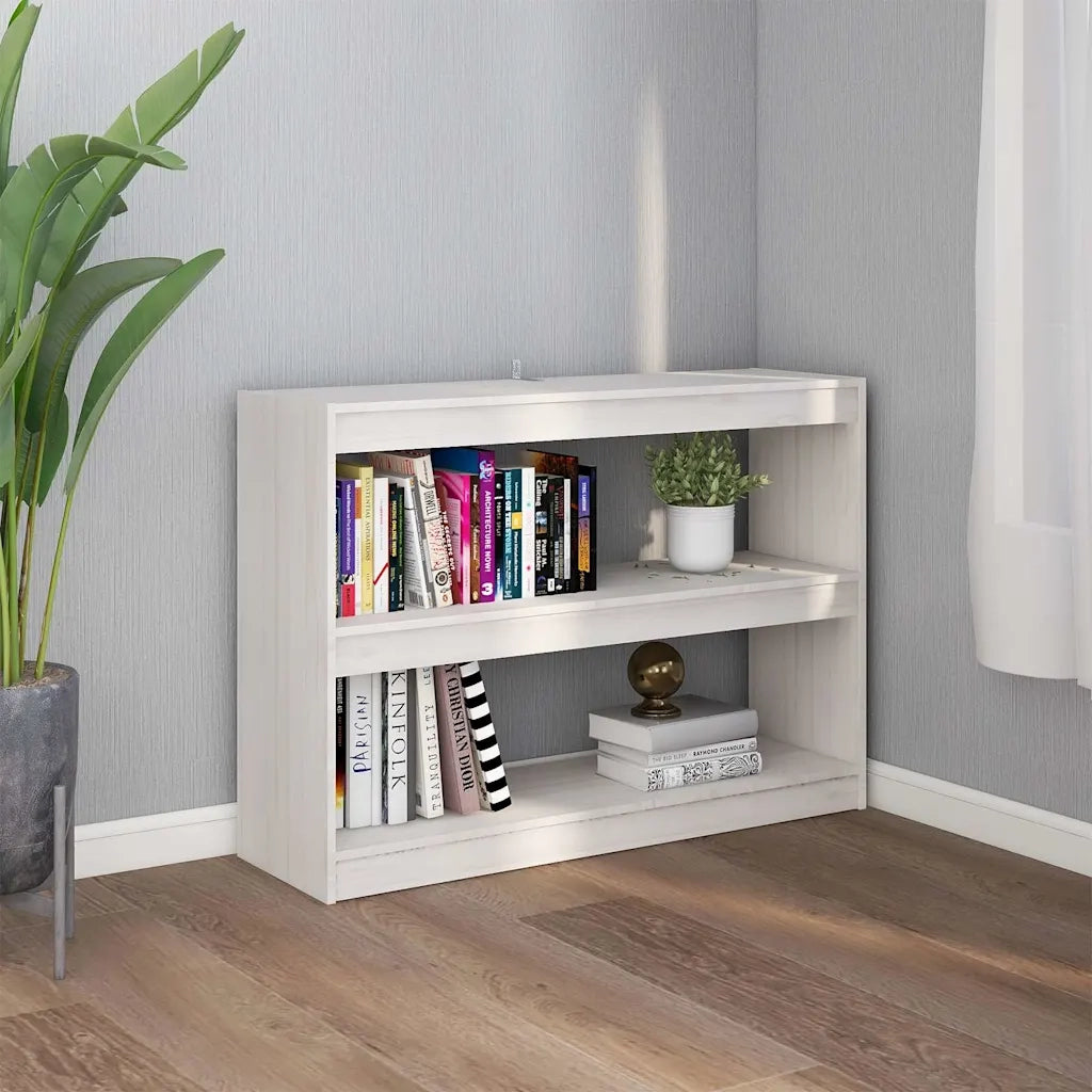 Libreria/Divisorio Bianco 100x30x71,5 cm Legno Massello di Pino 808209