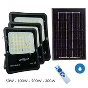Trade Shop - Faro Con Pannello Solare Ip65 E Sensore Crepuscolare Proiettore 50 100 200 300w -