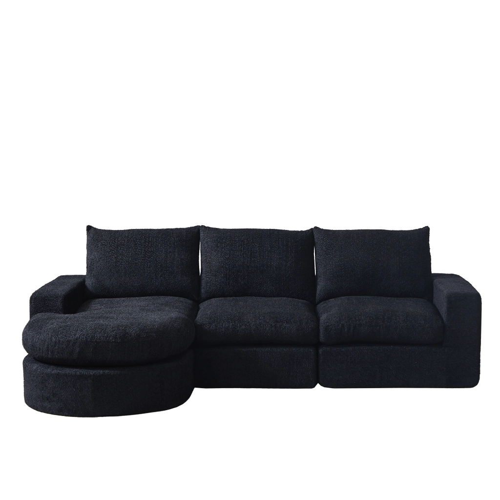 Divano Modulare Angolare con Chaise Longue ¨C MINIMAL ¨C Chenille, Senza Montaggio