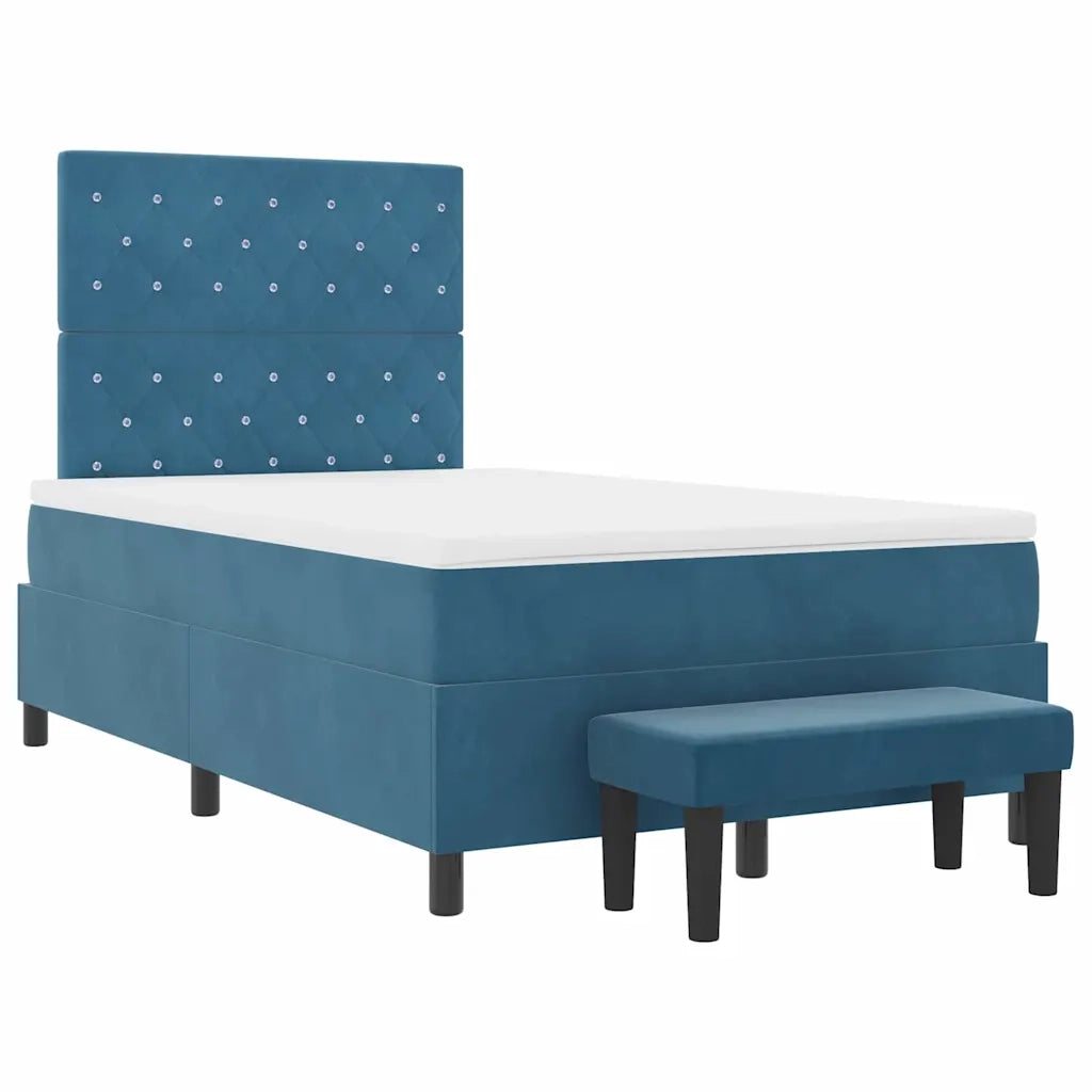 Letto a molle con materasso Blu scuro 120 x 200 cm Velluto 3344442