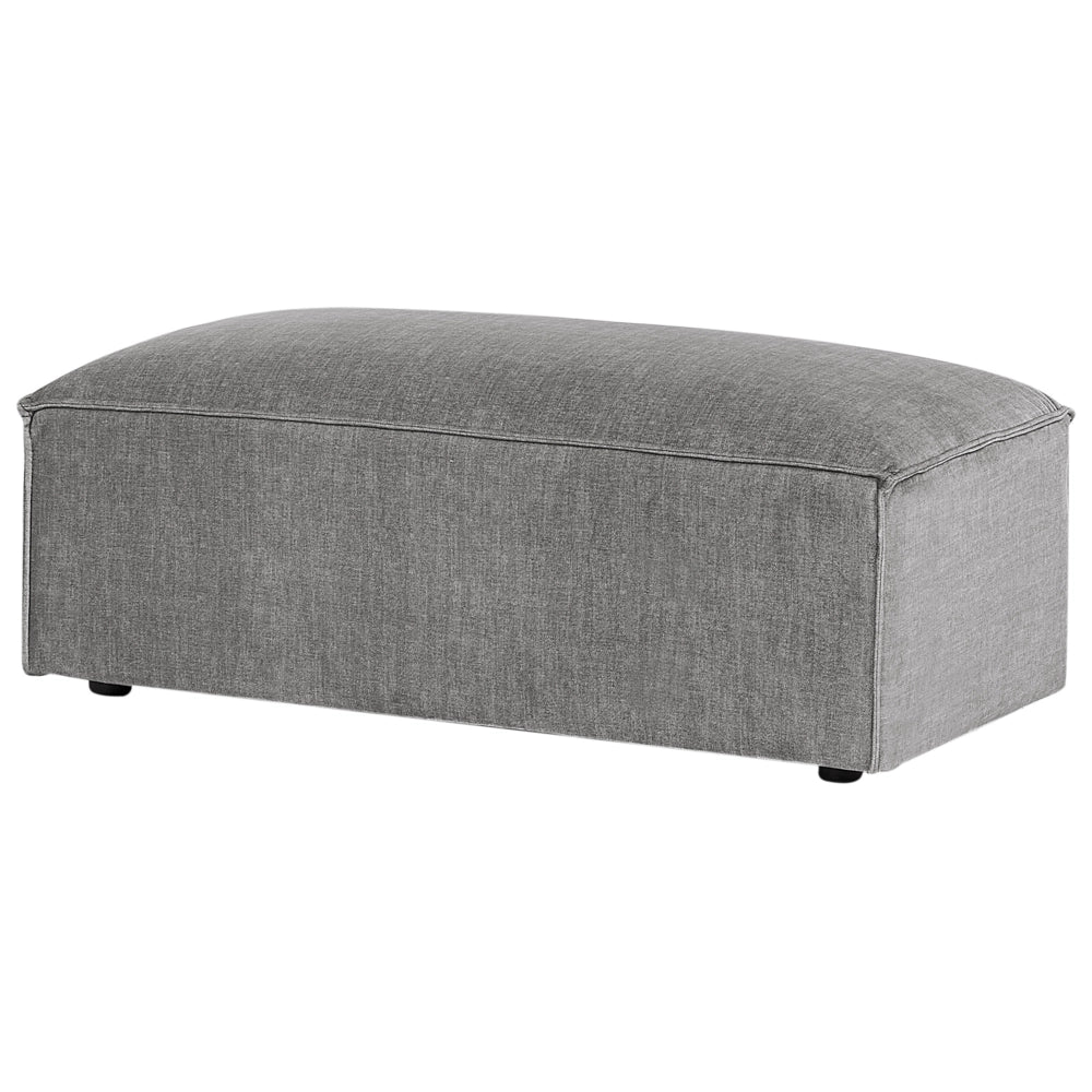 Divano modulare a 2 posti con ottomana Divano componibile in tessuto grigio con gambe nere Soggiorno moderno