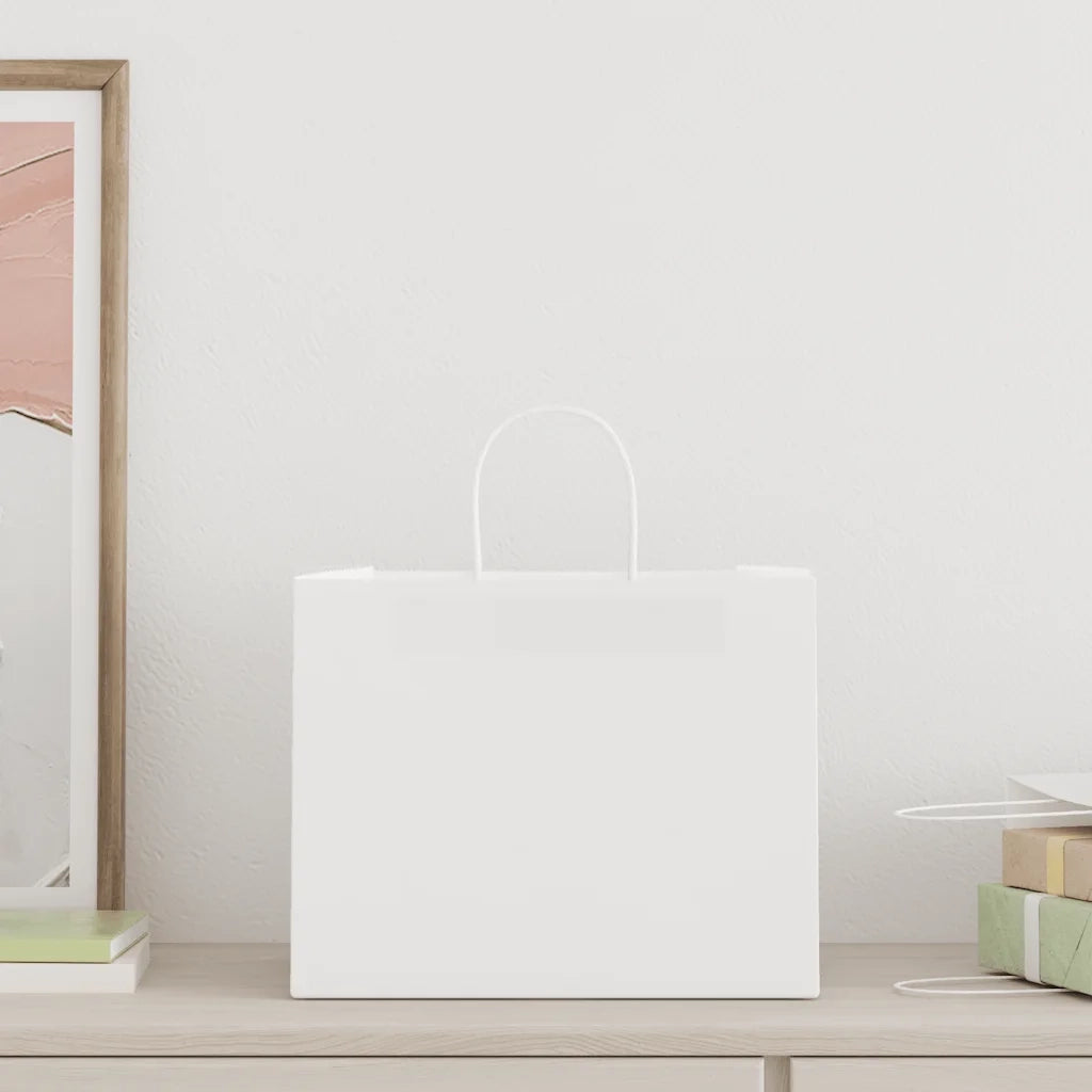 Sacchetti di Carta 250 pz con Manici Bianchi 32x22x24 cm