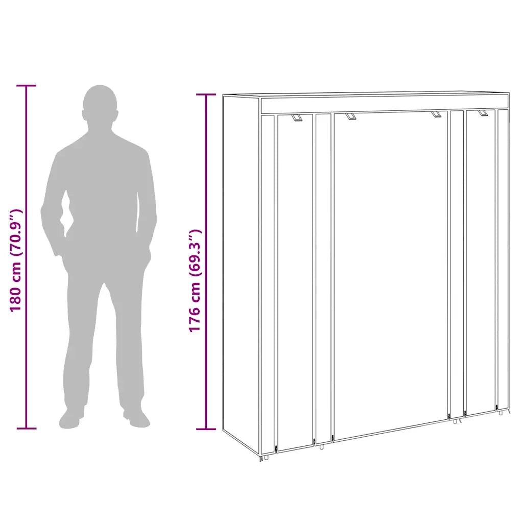 Armadio in Tessuto con Scomparti e Aste 45x150x176 cm Marrone CFW4009919