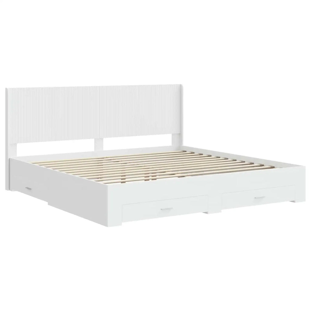 Struttura del letto con stoccaggio e testata Bianco 3414079