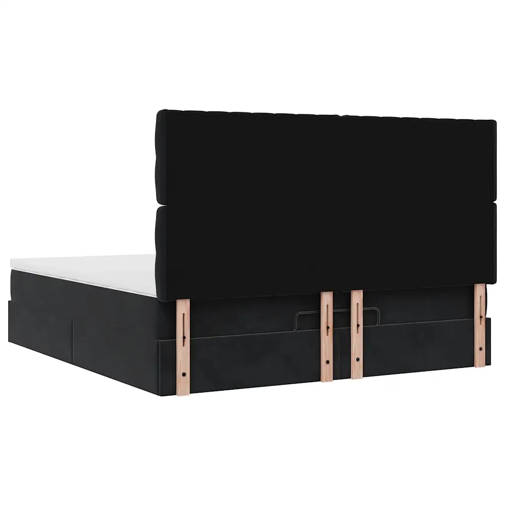 Struttura Letto Pouf con Materassi Nero 180x200 cm in Velluto 3313561