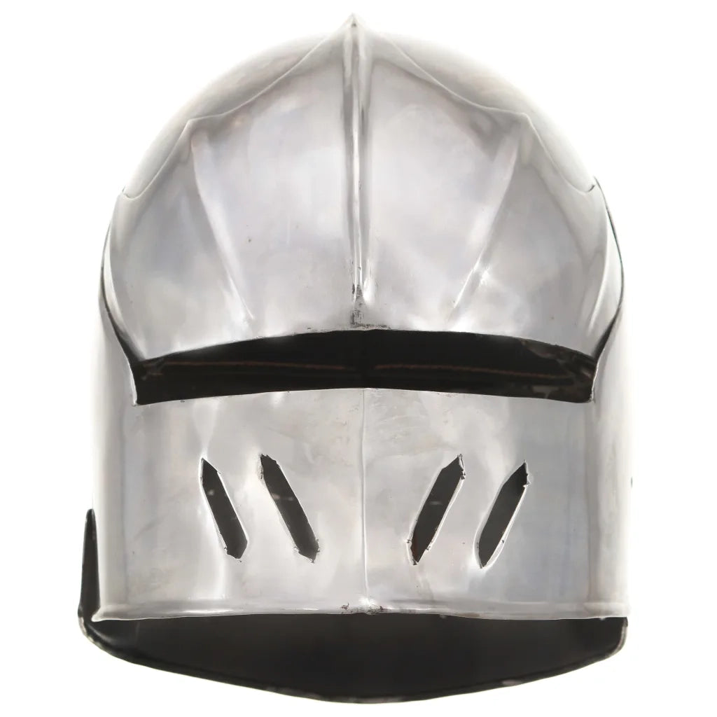 Elmo da Cavaliere Medievale Antico LARP in Acciaio Argento CFW3478489