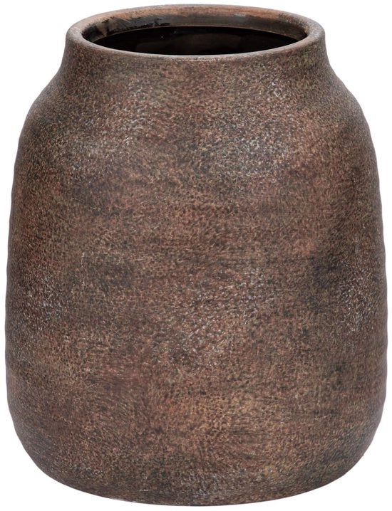 Vaso decorativo per fiori in ceramica, forma rotonda, altezza x diametro: 18 x 13,5 cm
