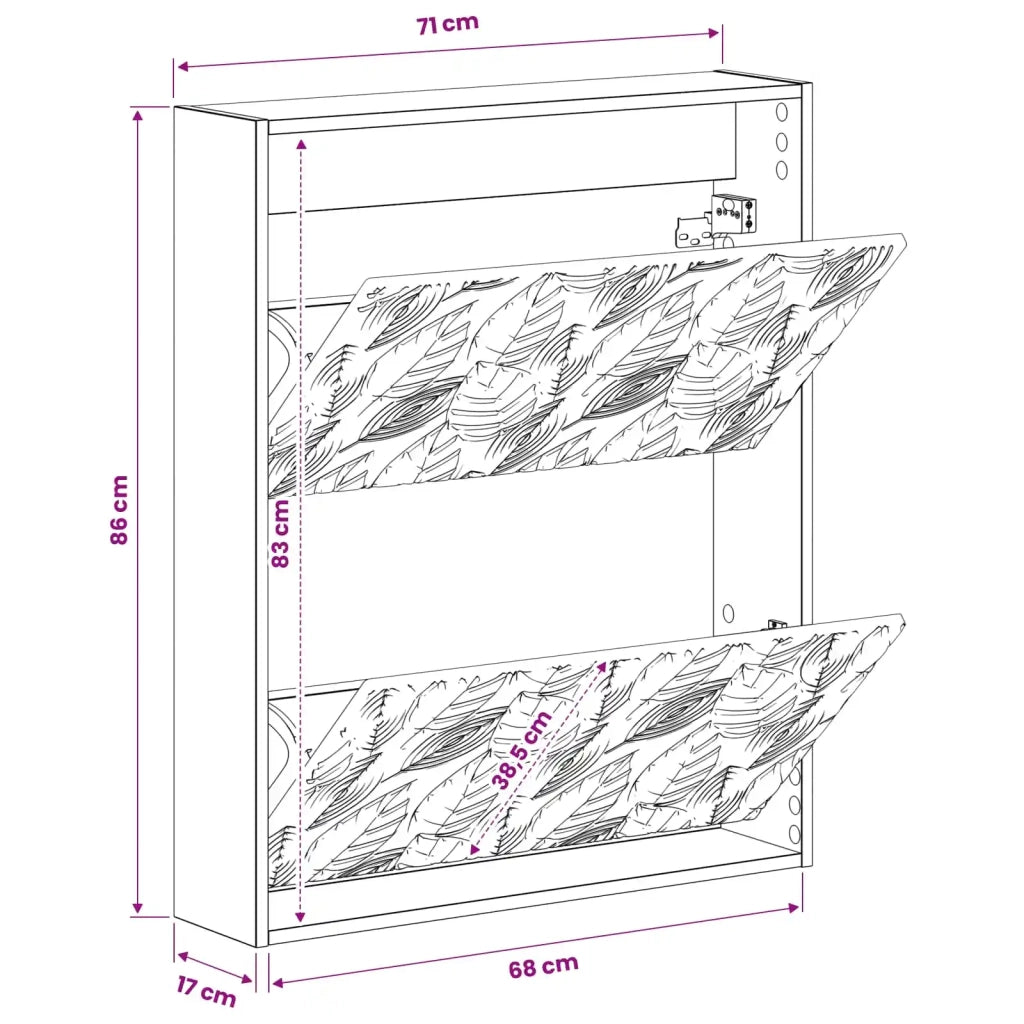 Mobiletto per Scarpe da Muro DELFT 71 x 17 x 86 cm Nero 897076