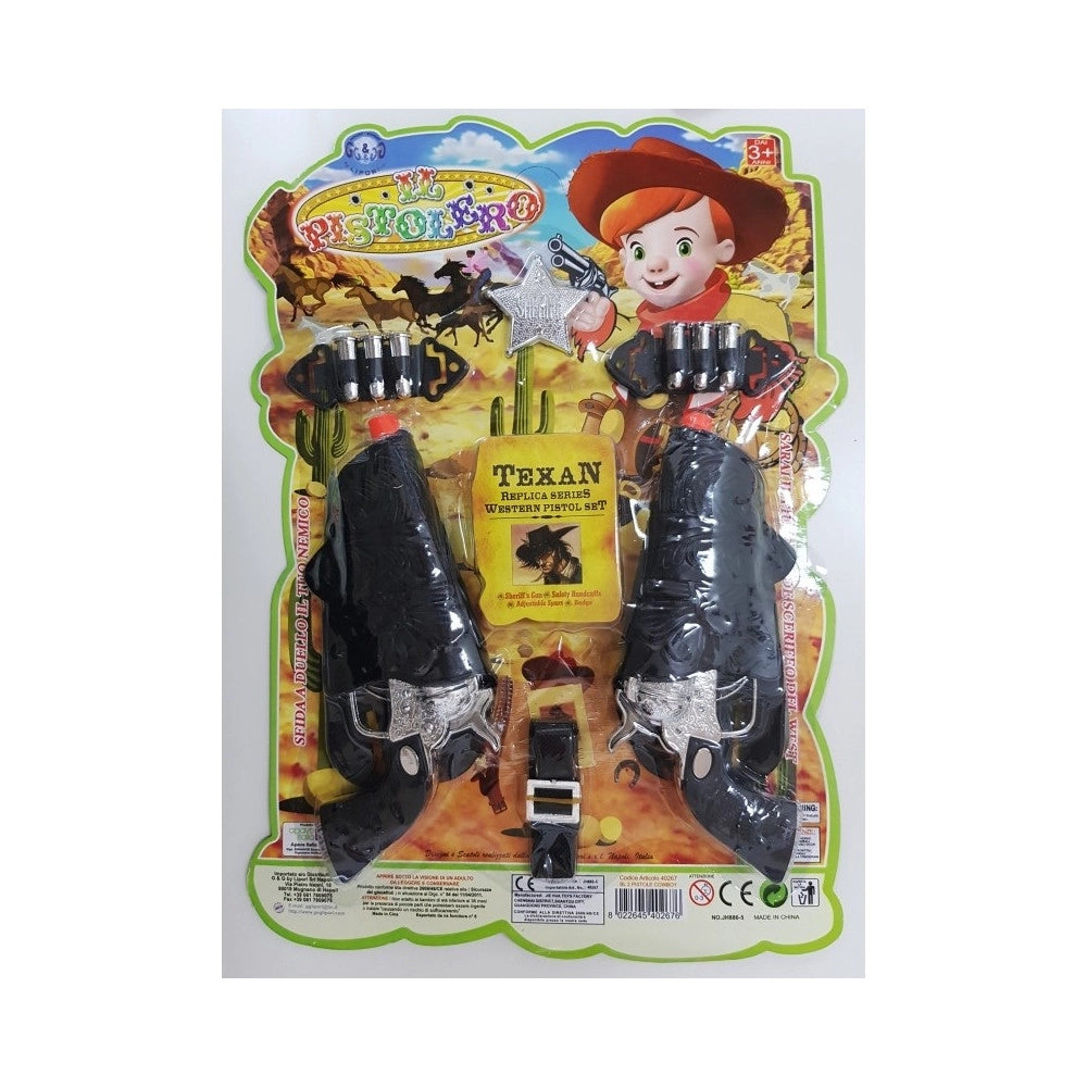 Trade Shop - Set Pistolero 2 Pistole Fodero Sceriffo Stella Colpi Revolverheld Gioco Bambini -