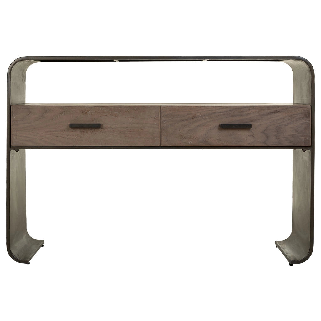 Mobile da ingresso in legno e metallo nero 122x37x82