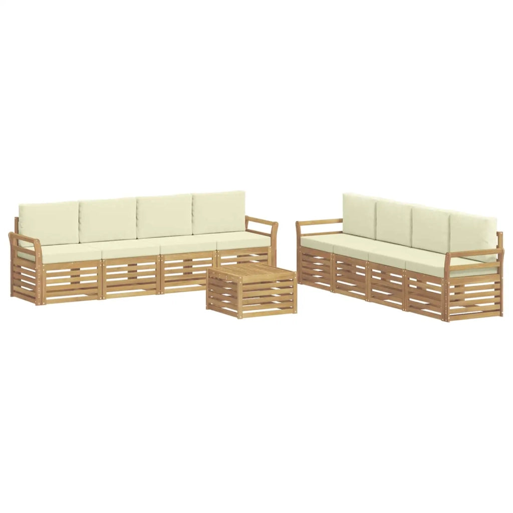 Set divani 9 pcs Bianco e Crema 59 x 59 x 37 cm Poliestere 3391595