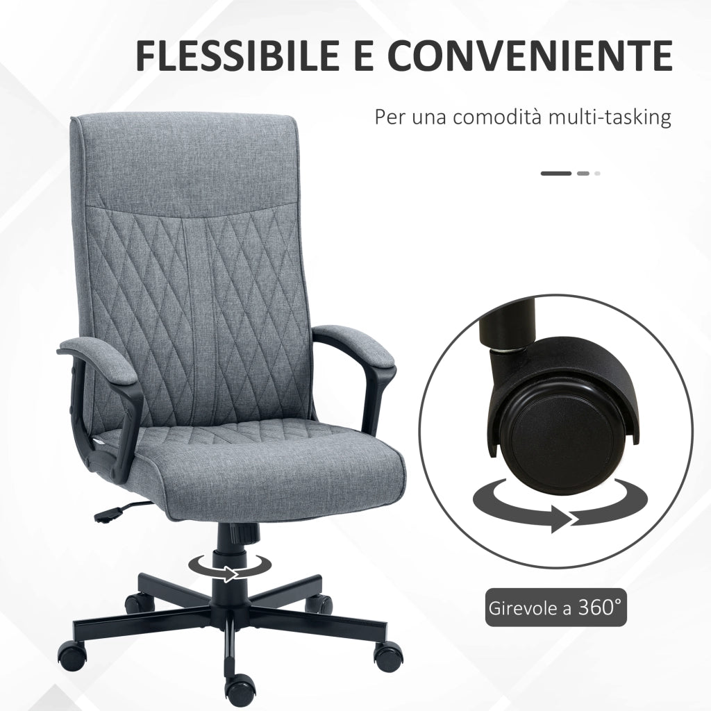 EasyComfort Sedia da Ufficio Girevole con Funzione Dondolo e Altezza Regolabile, 65x72x102-112.5cm, Grigio