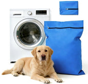 Asciugamani per animali domestici - Asciugamani di twill poliestere - Asciugamani grandi con cerniera - Prevenzione di ostruzione degli asciugamani da pelo di animali - Asciugamani per animali domestici - Ideali per cani e gatti (60x70cm) - blu