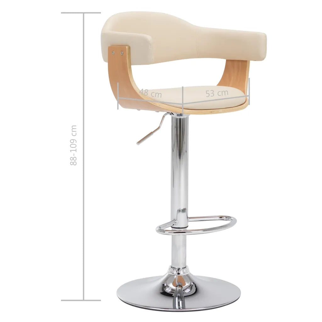Sgabelli da Bar 2 pz Crema in Legno Piegato e Similpelle 283116