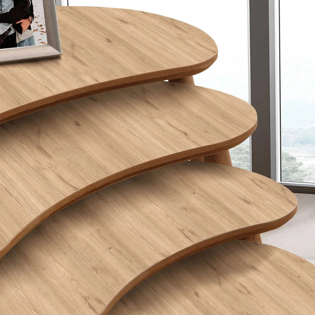 Tavolo nido in legno "Moon" (4 pezzi) 40 x 75 x 55 cm - Rovere