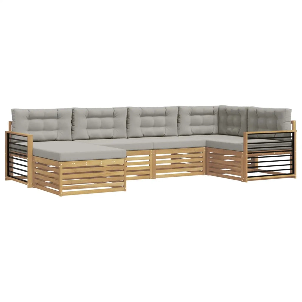 Set di divani da esterno 6 pcs Bianco e Grigio Chiaro