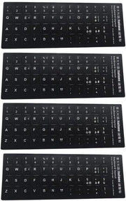 Etichette per tastiera di alta qualità in PVC - Etichette per tastiera QWERTY - Impermeabili - Robuste - Facili da applicare - Set da 4 - Etichette per tastiera