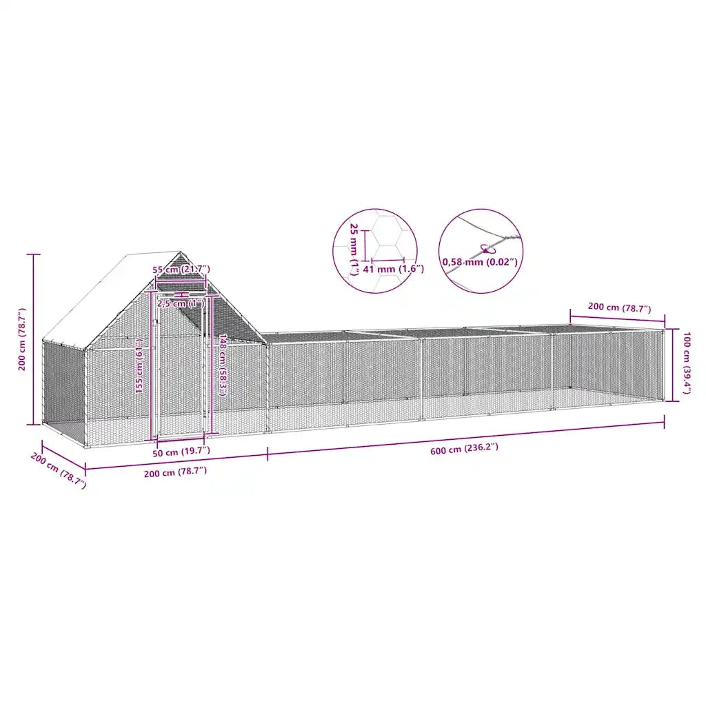 Pollaio 8x2x2 m in Acciaio Zincato CFW7111914