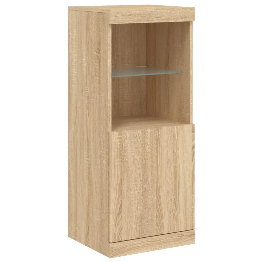 Credenze con Luci LED 3 pz Rovere Sonoma in Legno Multistrato