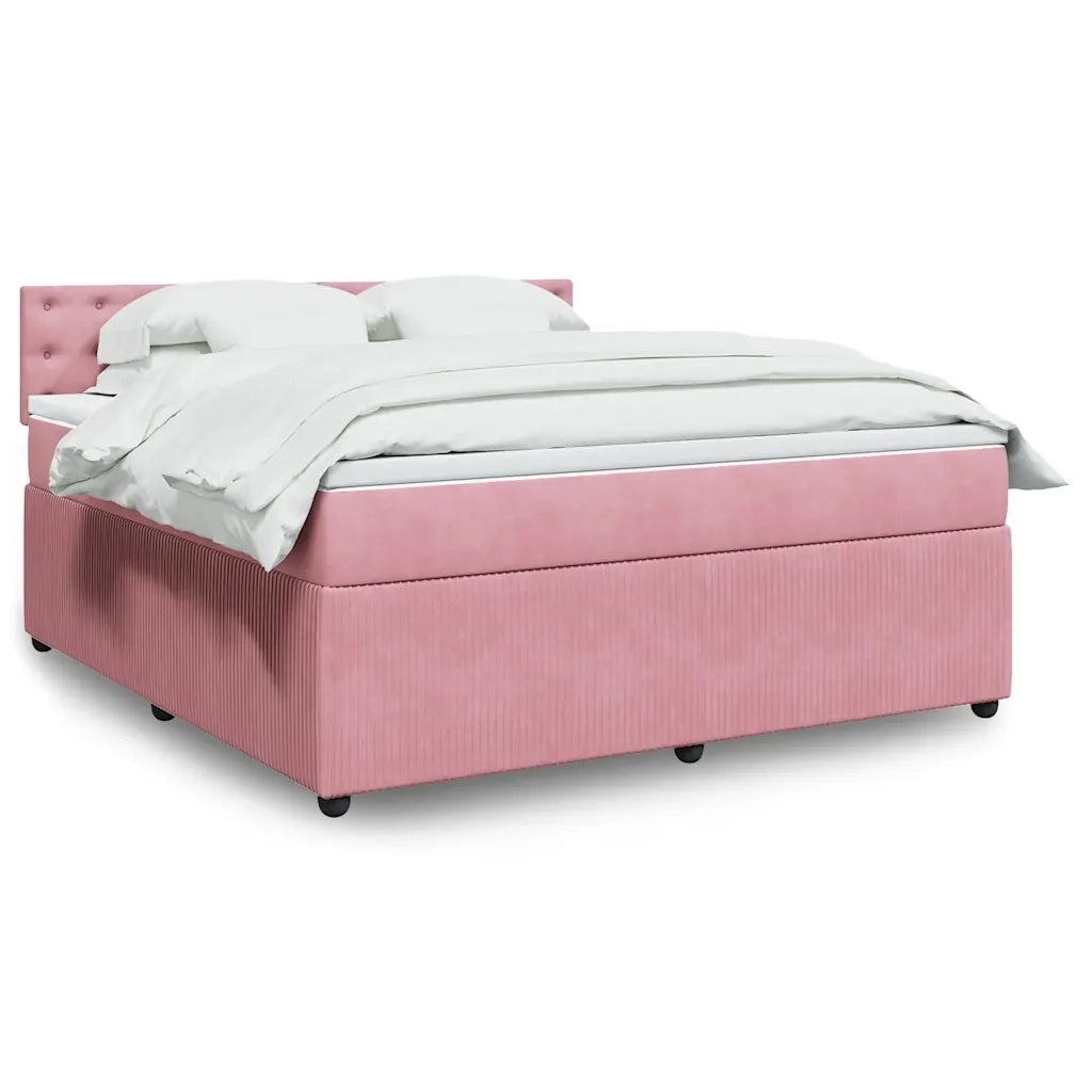 Giroletto a Molle con Materasso Rosa 180x200 cm in Velluto