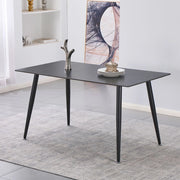 Tavolo da Pranzo Kilo 160×90 cm in Ceramica Effetto Marmo Nero con Venature Oro e Gambe Nere