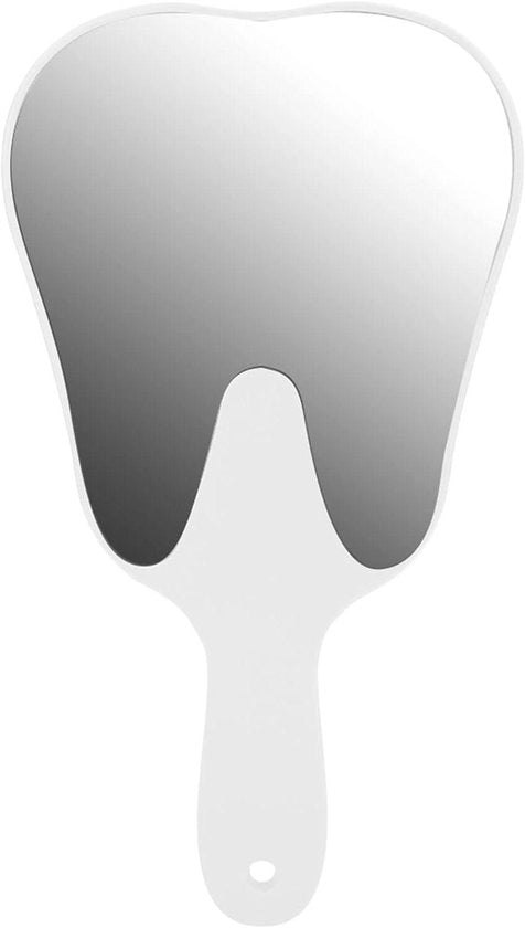 Specchio orale a forma di mano con impugnatura in plastica per l'ispezione orale accessorio per la cura dei denti per clinica dentale a casa (bianco)