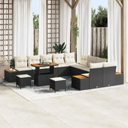Set Divano da Giardino con cuscino 13 pcs Nero Poly Rattan 3364925