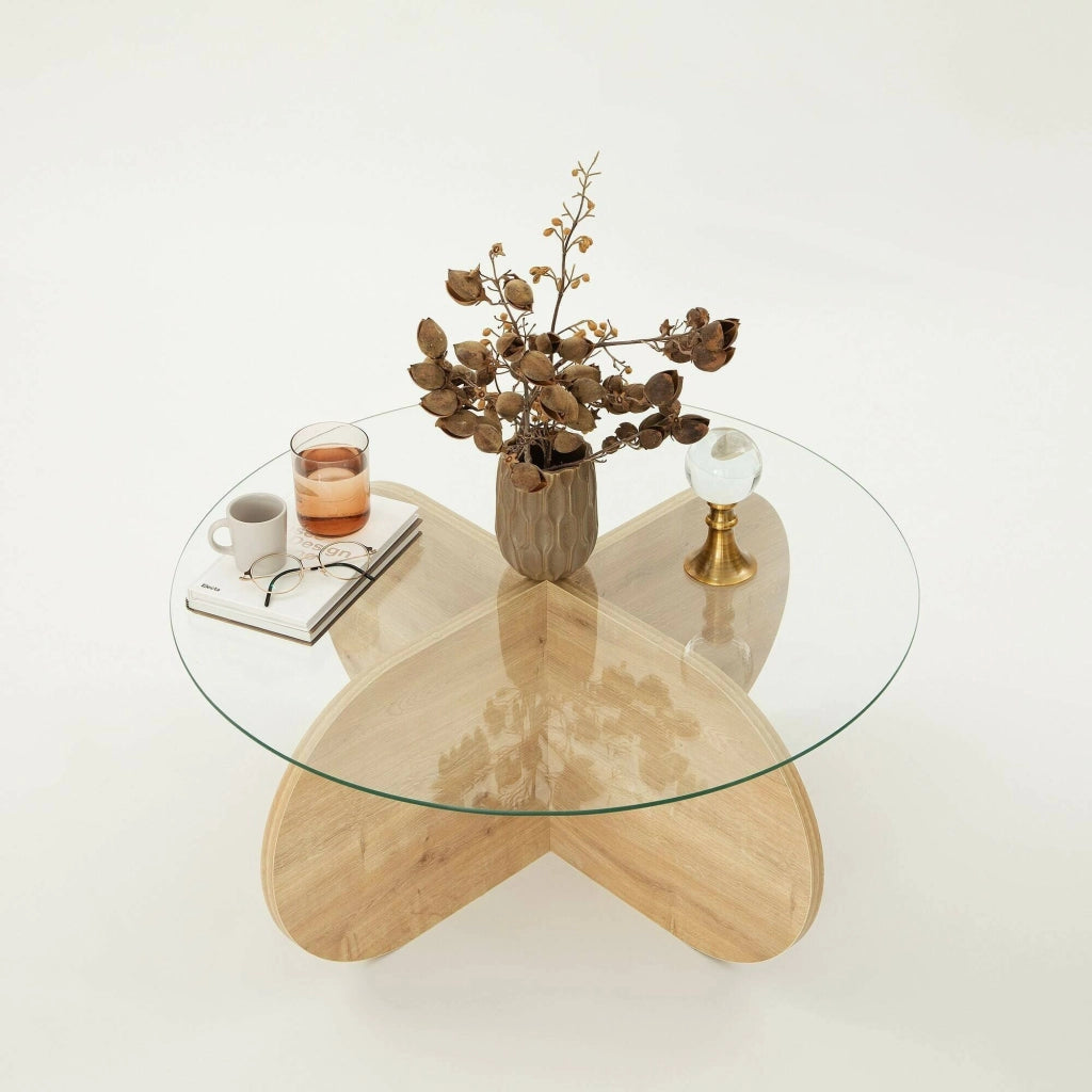 Nila, Tavolino da Salotto Portariviste, 75x75x35h cm Marrone Quercia