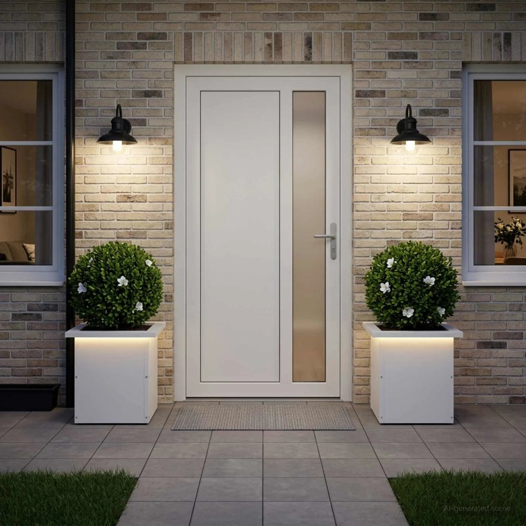 Fioriera da giardino con LED 2 pz Bianco 30 x 30 x 30 cm 8008059